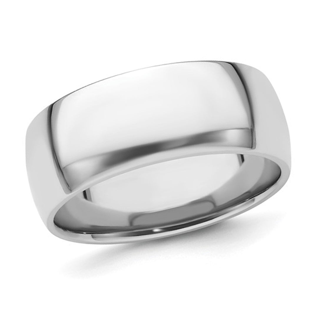 Mens Platinum Comfort Fit 8mm Lightweight Wedding Band Ring Image 1
