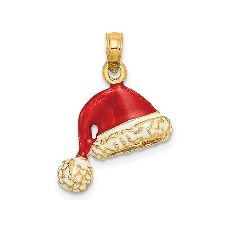 14K Yellow Gold Santa Hat Charm Pendant Necklace (NO CHAIN) Image 1