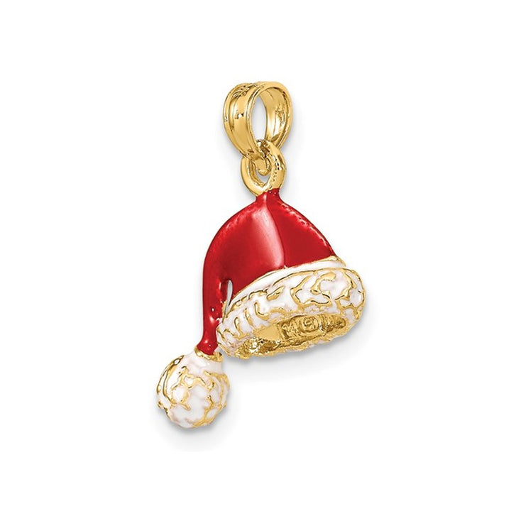 14K Yellow Gold Santa Hat Charm Pendant Necklace (NO CHAIN) Image 2