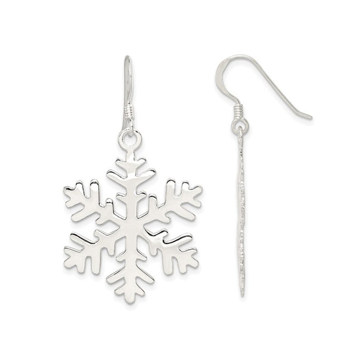 Sterling Silver Snowflake Dangle Drop Earrings Image 1