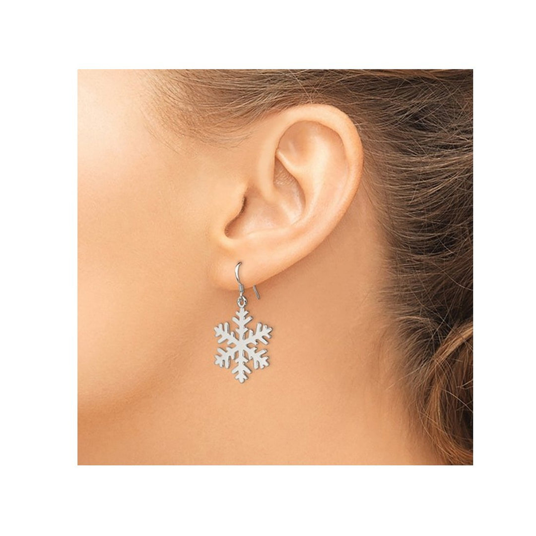 Sterling Silver Snowflake Dangle Drop Earrings Image 3