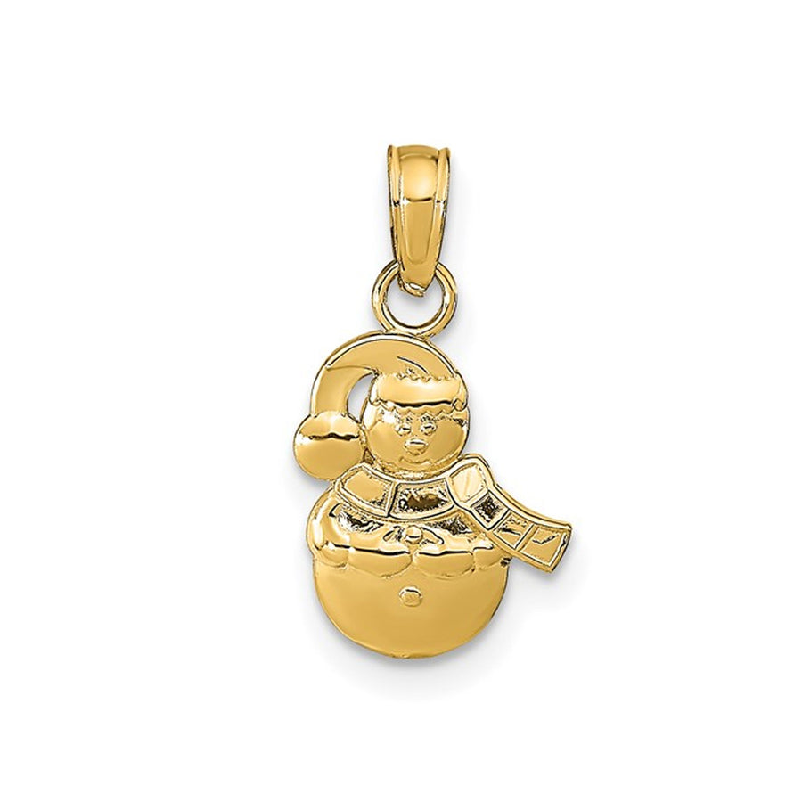 14K Yellow Gold Christmas Snowman Charm Pendant Necklace (NO CHAIN) Image 1