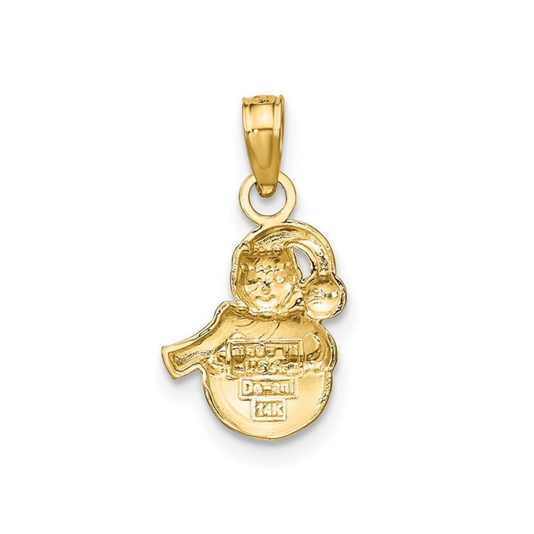 14K Yellow Gold Christmas Snowman Charm Pendant Necklace (NO CHAIN) Image 3