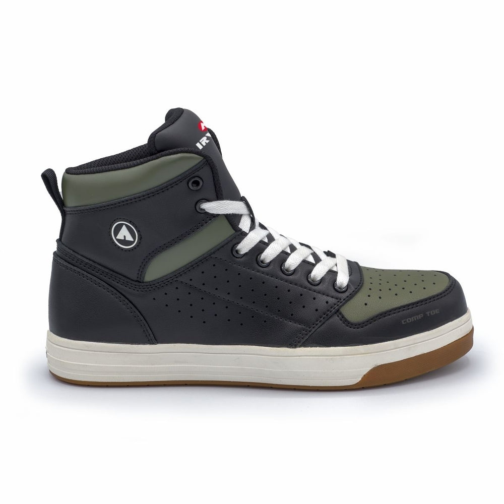 AIRWALK SAFETY Mens Arena Mid Composite Toe EH Work Shoe Black/Olive - AW6453 BLACK/OLIVE Image 2