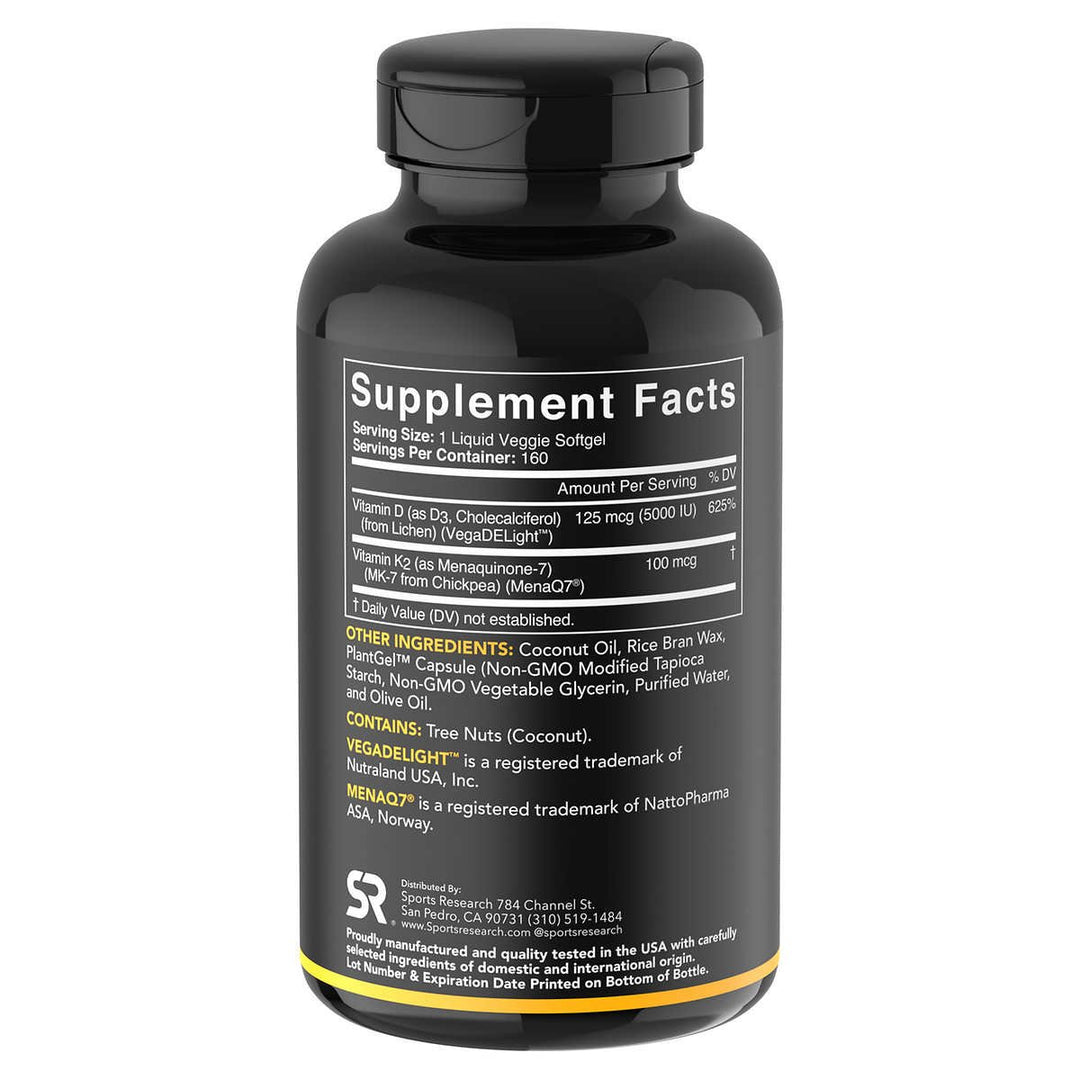 Sports Research D3 + K2 160 Veggie Softgels Image 2