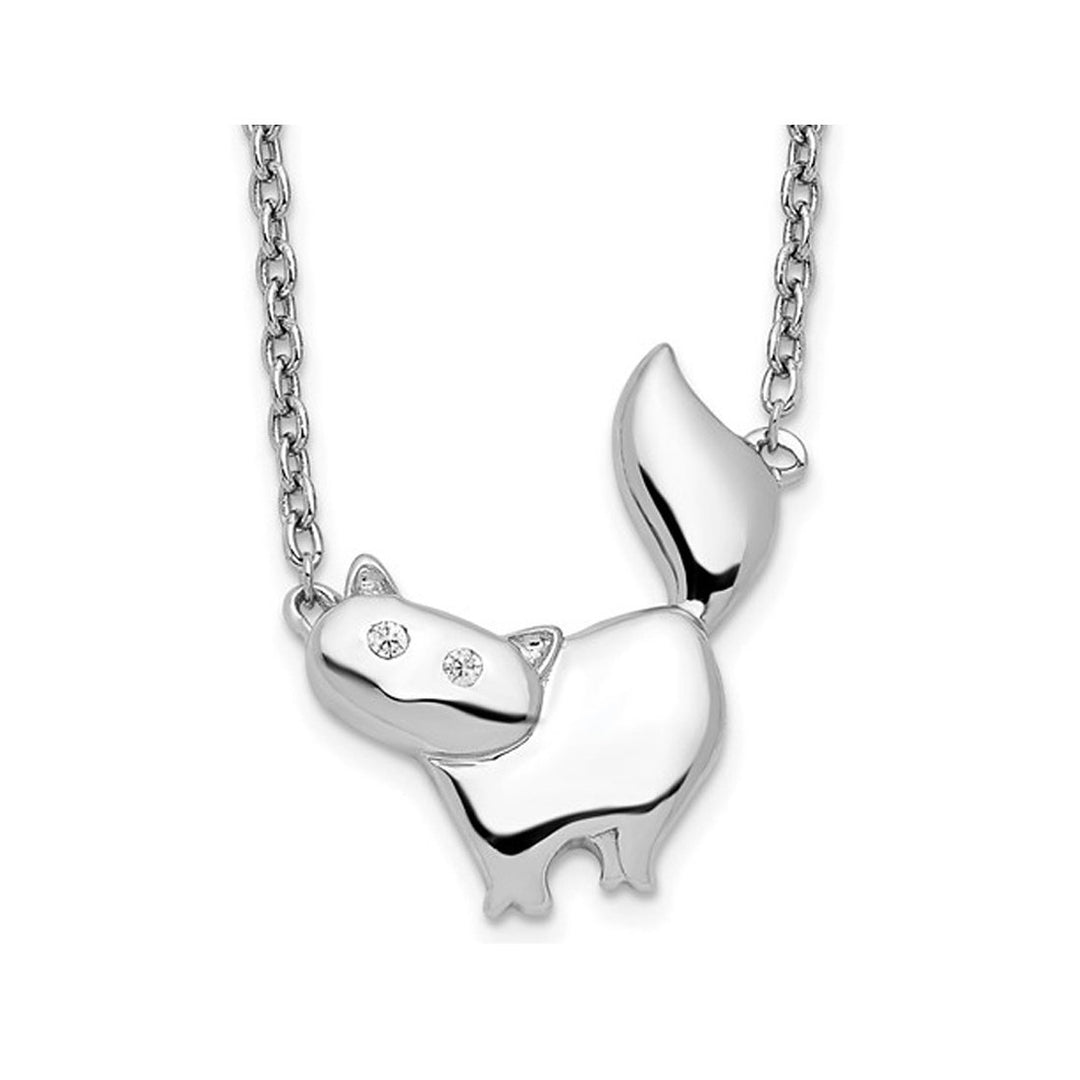 Sterling Silver Cat Pendant Necklace with Chain Image 1