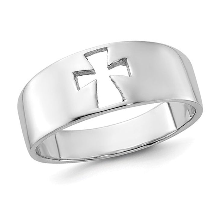 Mens Sterling Silver Cut-out Cross Ring Ring Image 1