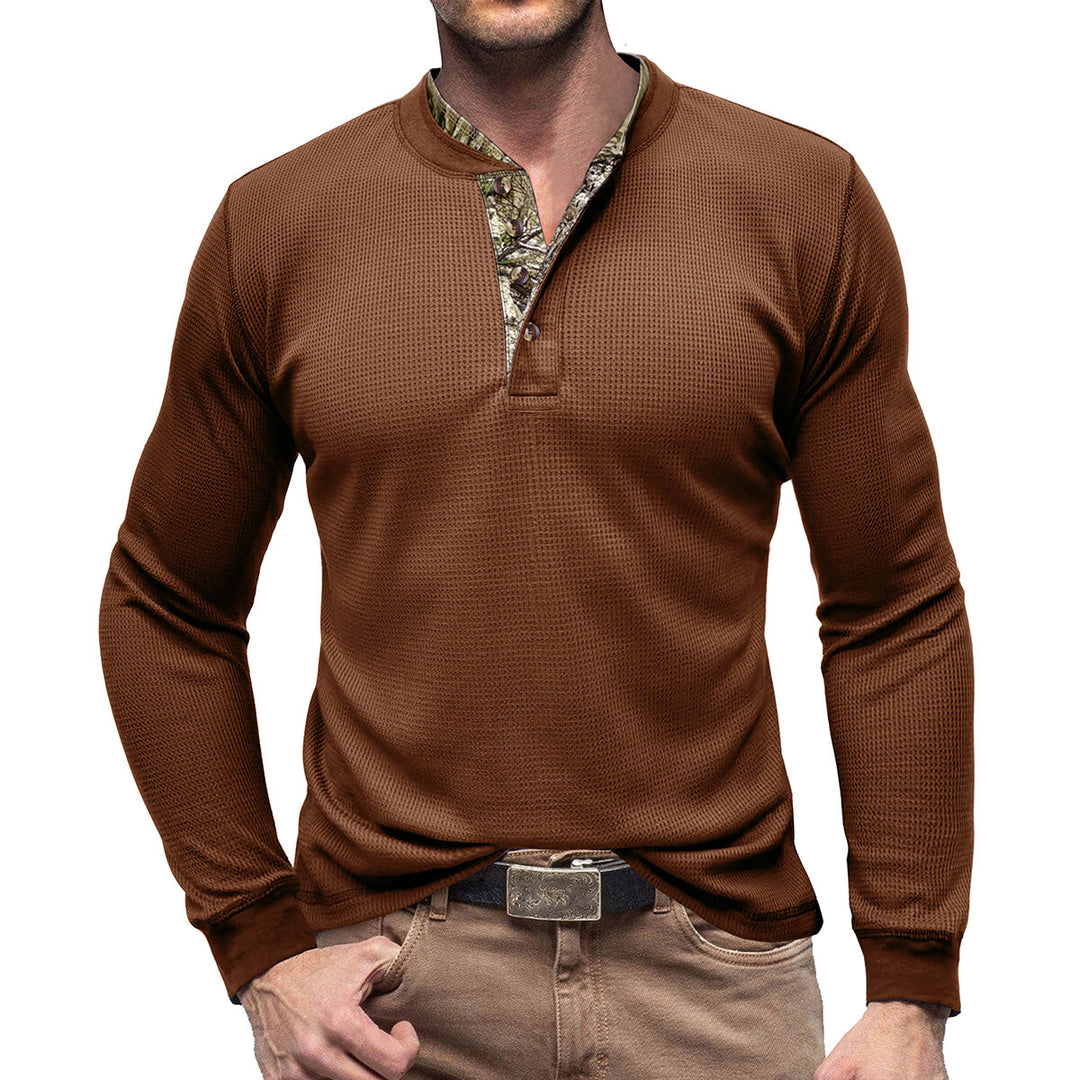 Cloudstyle Mens Long Sleeve Shirt Camouflage Round Neck Casual Sports Top Pullover Image 1