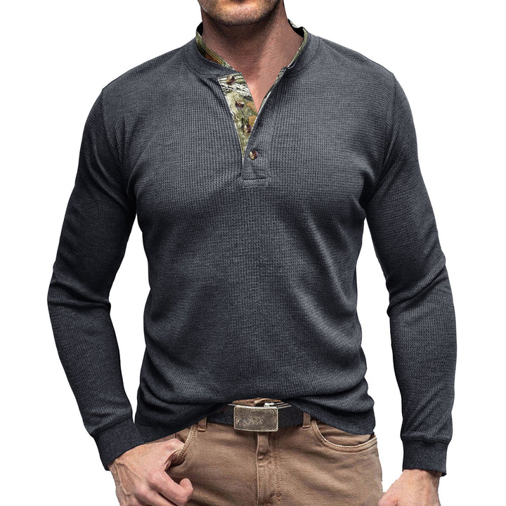 Cloudstyle Mens Long Sleeve Shirt Camouflage Round Neck Casual Sports Top Pullover Image 1
