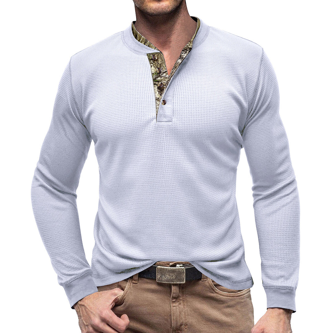 Cloudstyle Mens Long Sleeve Shirt Camouflage Round Neck Casual Sports Top Pullover Image 1