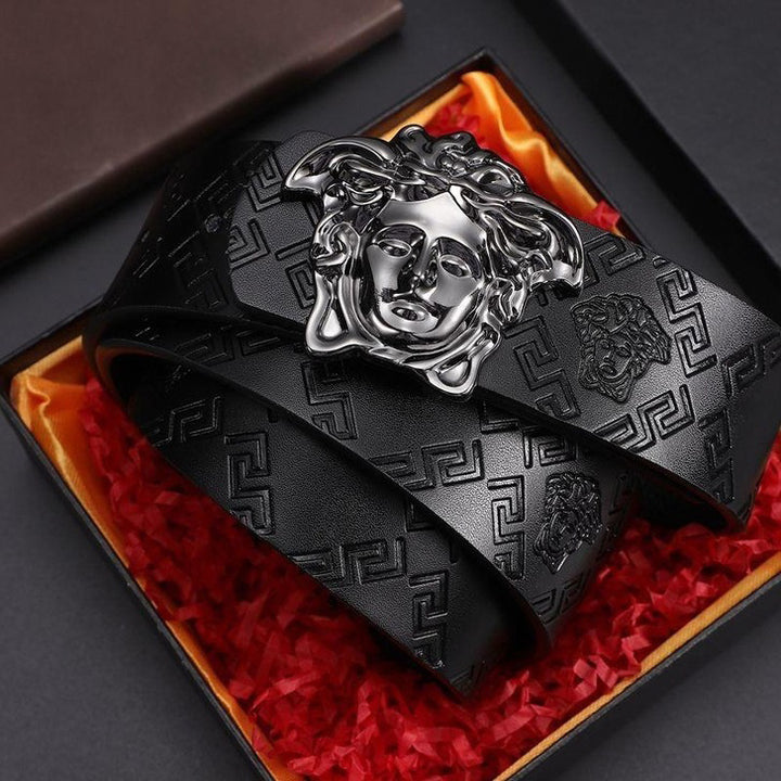 Hairdresser Belt Men Women Smooth Buckle Medusa Leather Belt Image 3