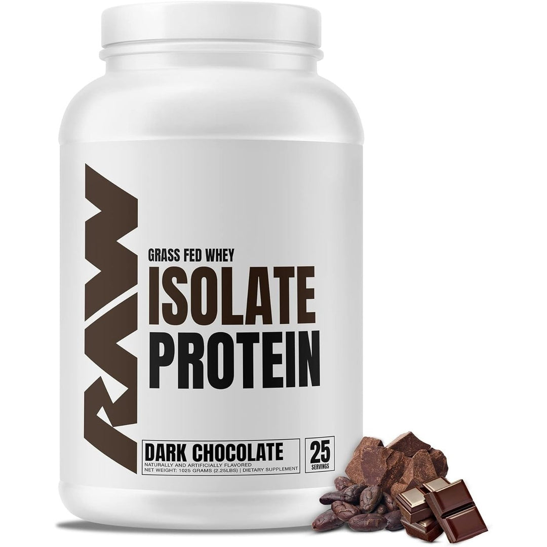 RAW Whey Isolate Protein Powder Dark Chocolate 100% Grass-Fed (25 Servings) Image 1