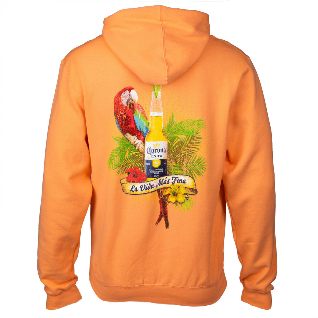 Corona Extra Parrot La Vida Mas Fina Front and Back Pullover Hoodie Image 3