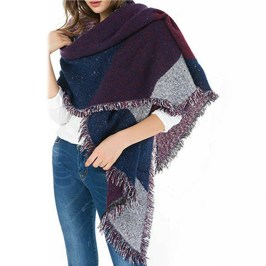 Women Winter Warm Scarf Long Soft Knitted Shawl Image 1