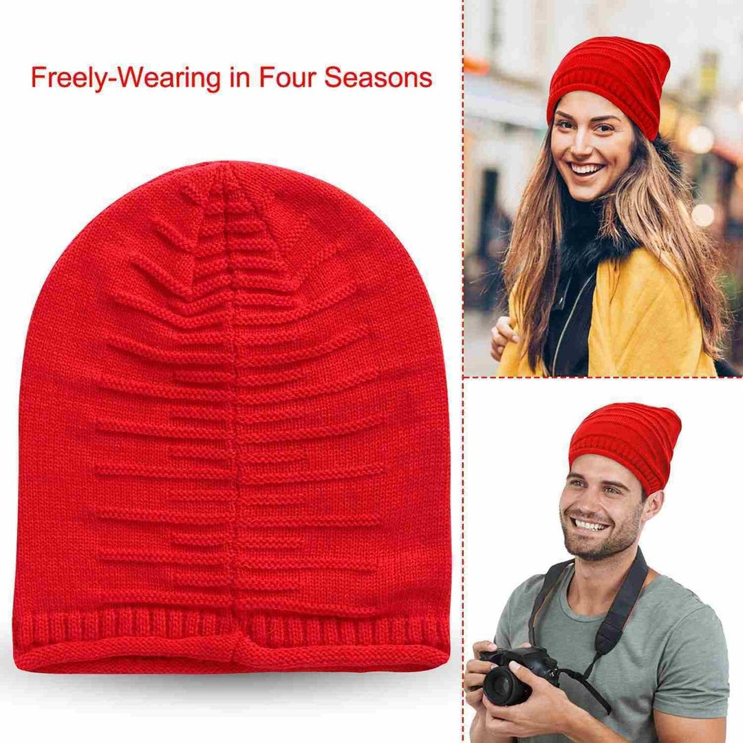 Unisex Knit Beanie Hat Winter Warm Hat Slouchy Baggy Hats Skull Cap 5 Colors Image 3