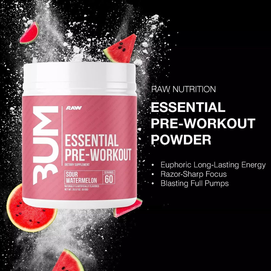 RAW Nutrition CBUM Essential Pre Workout Powder Sour Watermelon (60 Servings) Image 2