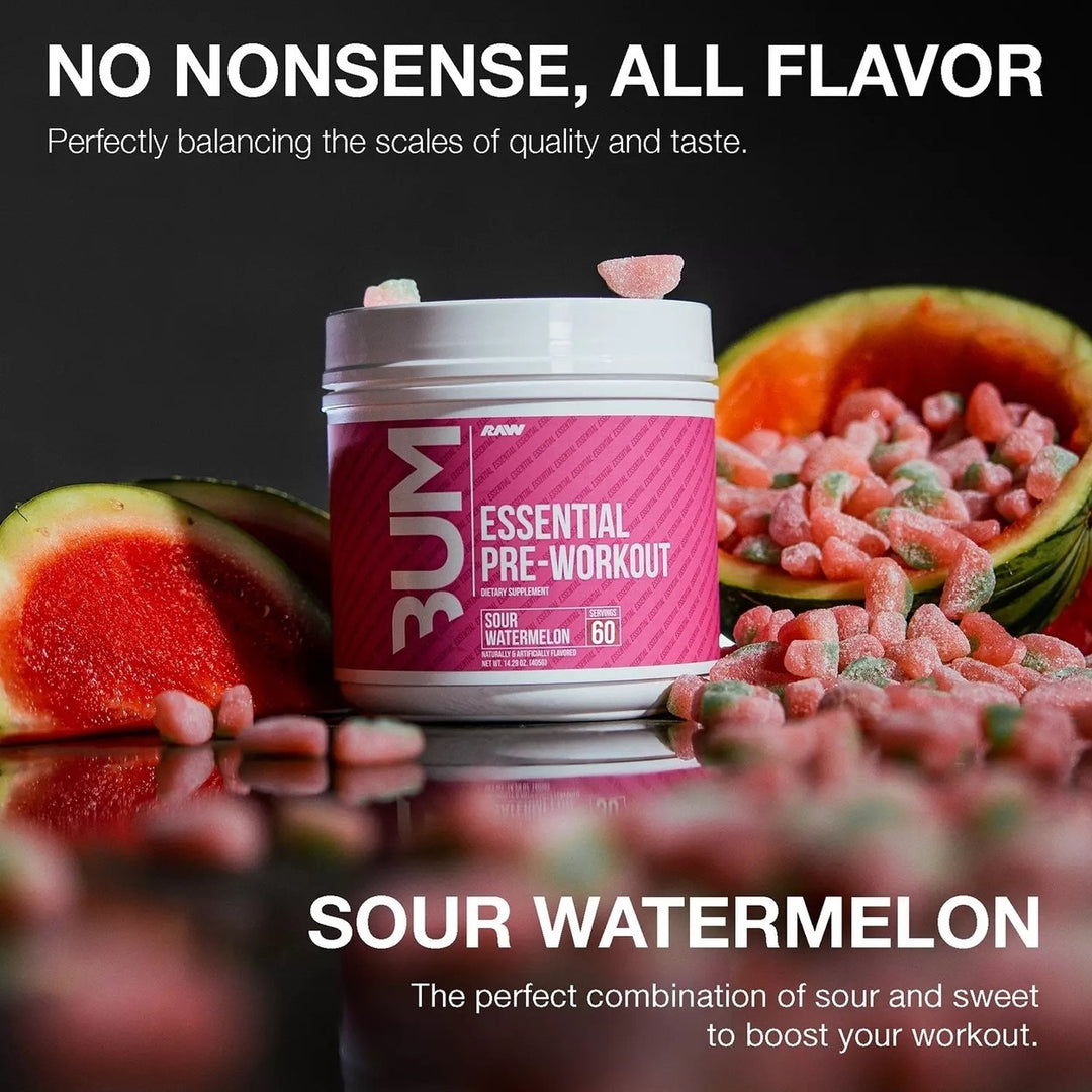 RAW Nutrition CBUM Essential Pre Workout Powder Sour Watermelon (60 Servings) Image 4