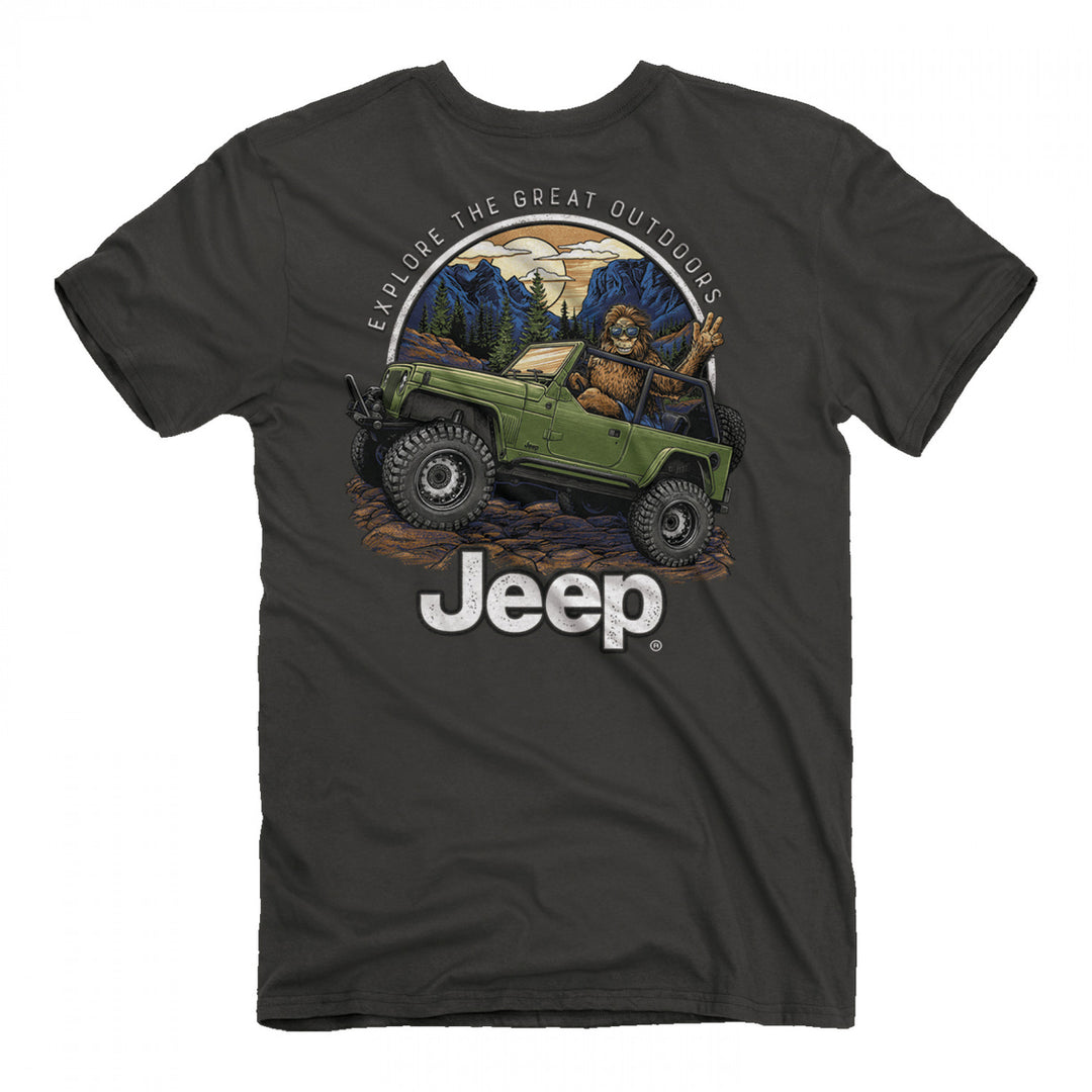 Jeep Sasquatch in The Great Outdoors Front and Back Print T-Shirt Image 1