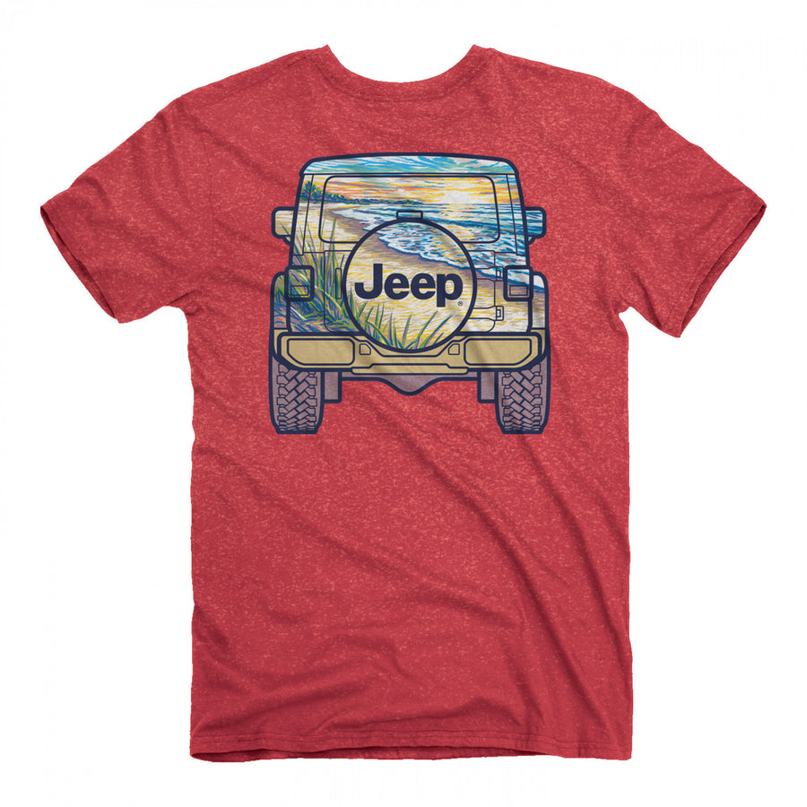 Jeep Back to the Beach Front and Back Print T-Shirt Image 1