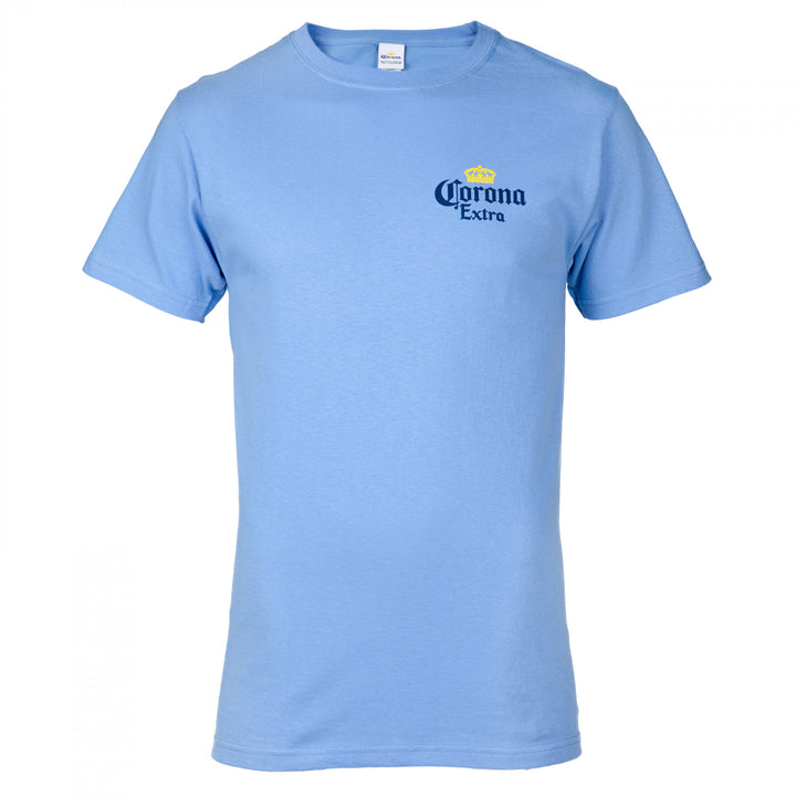 Corona Extra Parrot La Vida Mas Fina Blue Front and Back T-Shirt Image 2