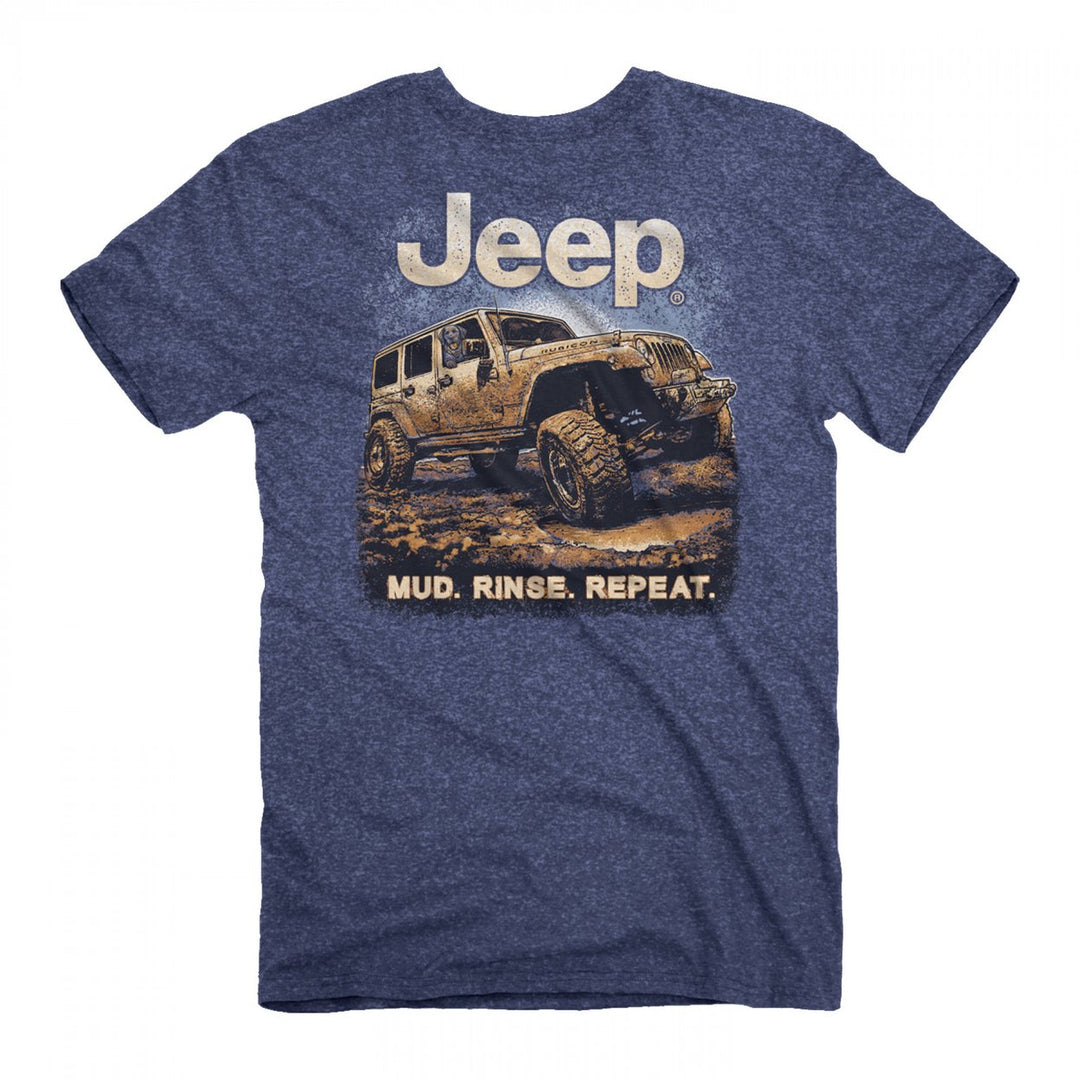 Jeep Mud. Rinse. Repeat. Front and Back Print T-Shirt Image 1