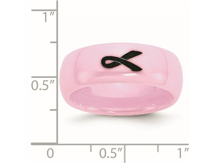 Womens 8mm Pink Ceramic Band with Black Ribbon Image 4