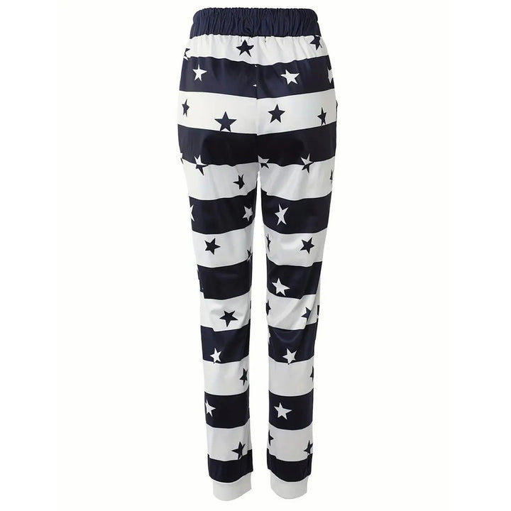 Striped and Star Print Drawstring Pants Casual Pants For Spring and Summer Womens Clothing Image 3