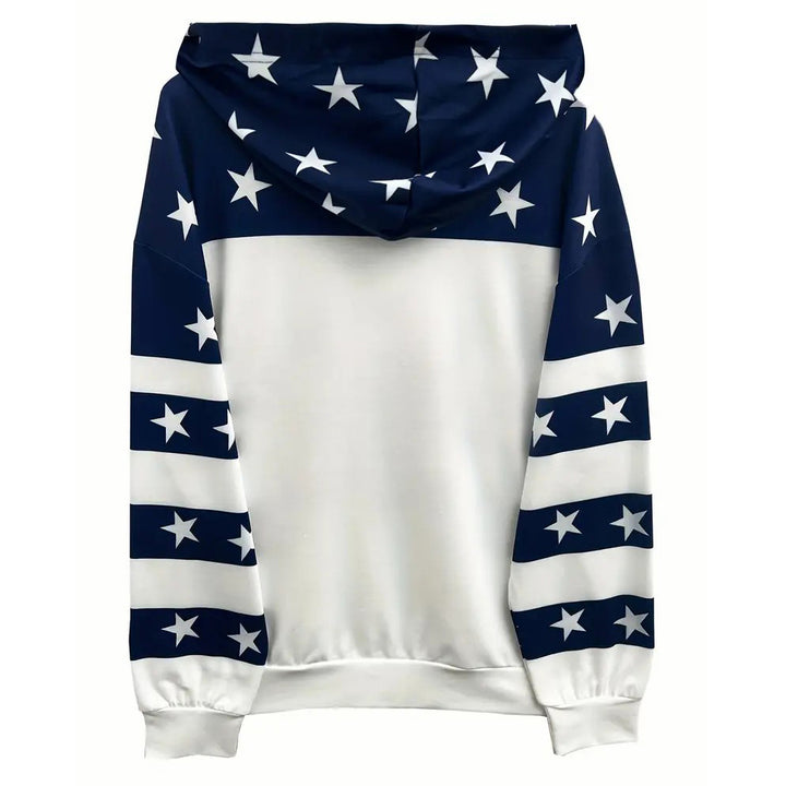 Star Print Drawstring Hoodie Casual Long Sleeve Hoodie Sweatshirt Womens Clothing Image 3
