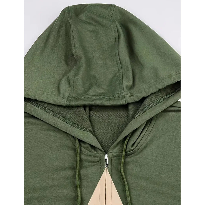Star Print Zip Up Drawstring Hoodie Casual Long Sleeve Loose Sweatshirt With Pocket Womens Clothing Image 1