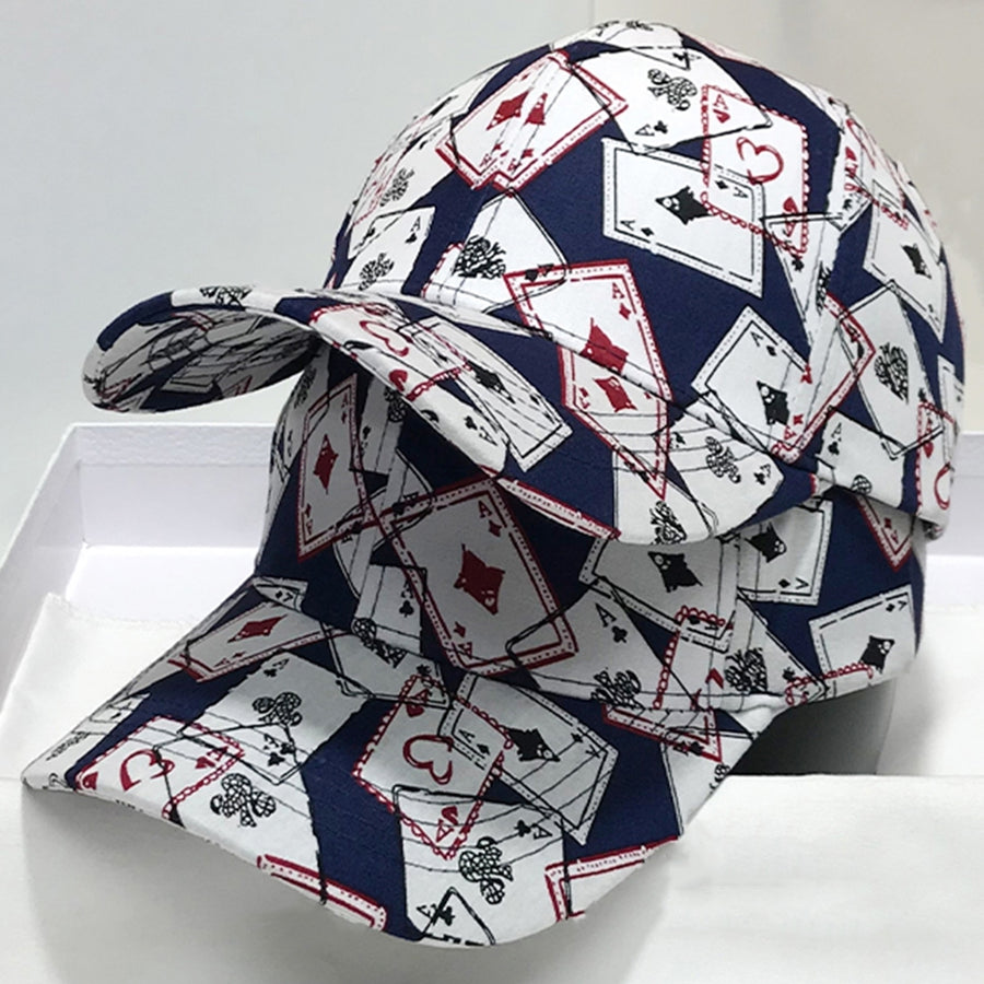 Baseball Cap Hard Brim Hip Hop Style Ponytail Hole Poker Print Extended Brim Women Hat Female Headwear Image 1