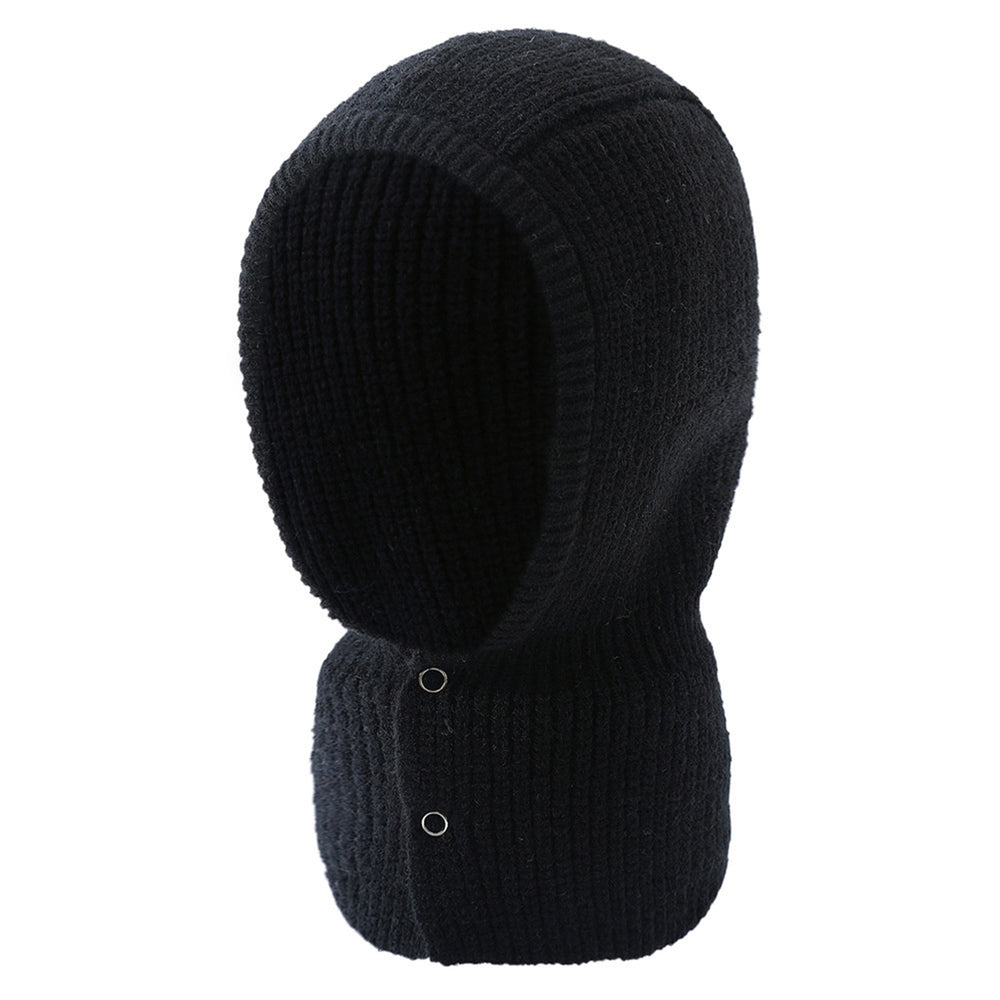 Women Hat 2 in 1 Stretchy Soft Thickened Comfortable Keep Warm Solid Color Winter Thermal Men Women Knit Neck Warmer Cap Image 2
