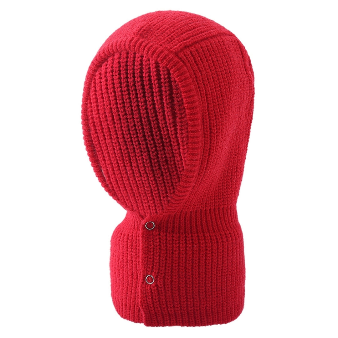 Women Hat 2 in 1 Stretchy Soft Thickened Comfortable Keep Warm Solid Color Winter Thermal Men Women Knit Neck Warmer Cap Image 3