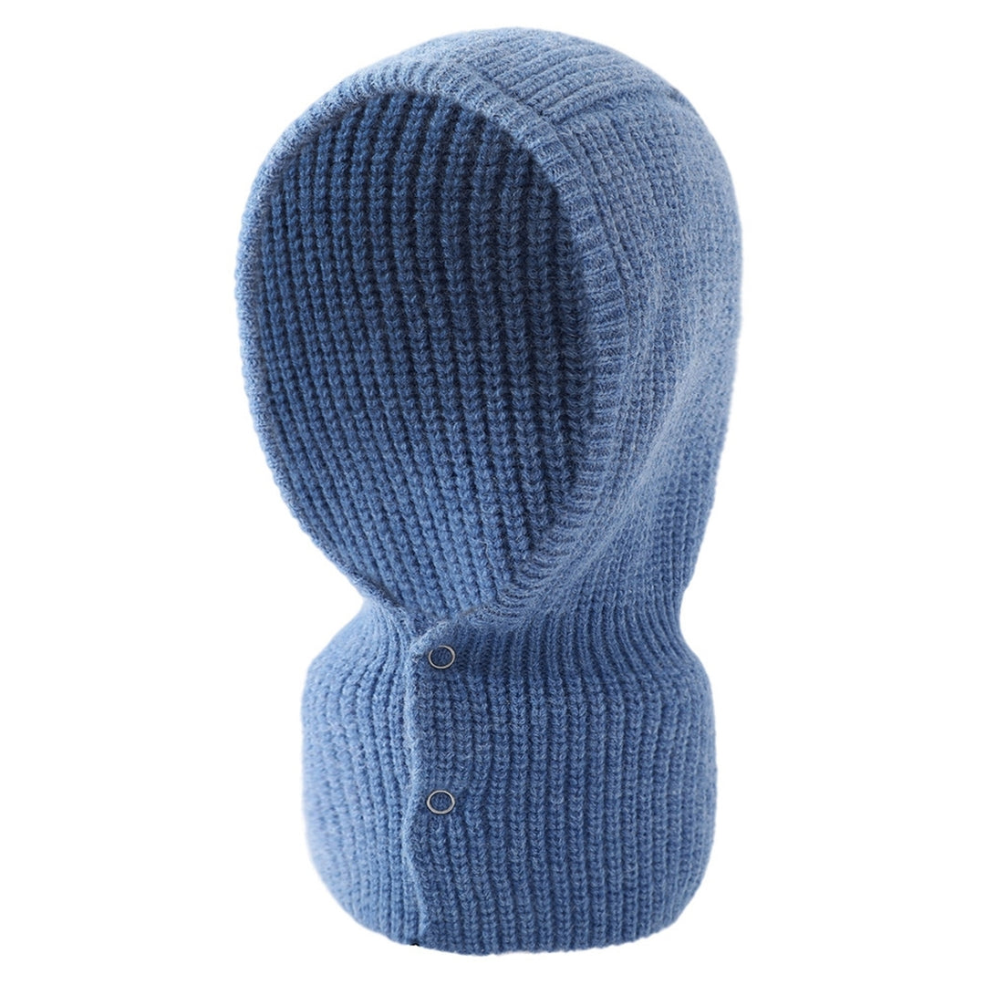 Women Hat 2 in 1 Stretchy Soft Thickened Comfortable Keep Warm Solid Color Winter Thermal Men Women Knit Neck Warmer Cap Image 4