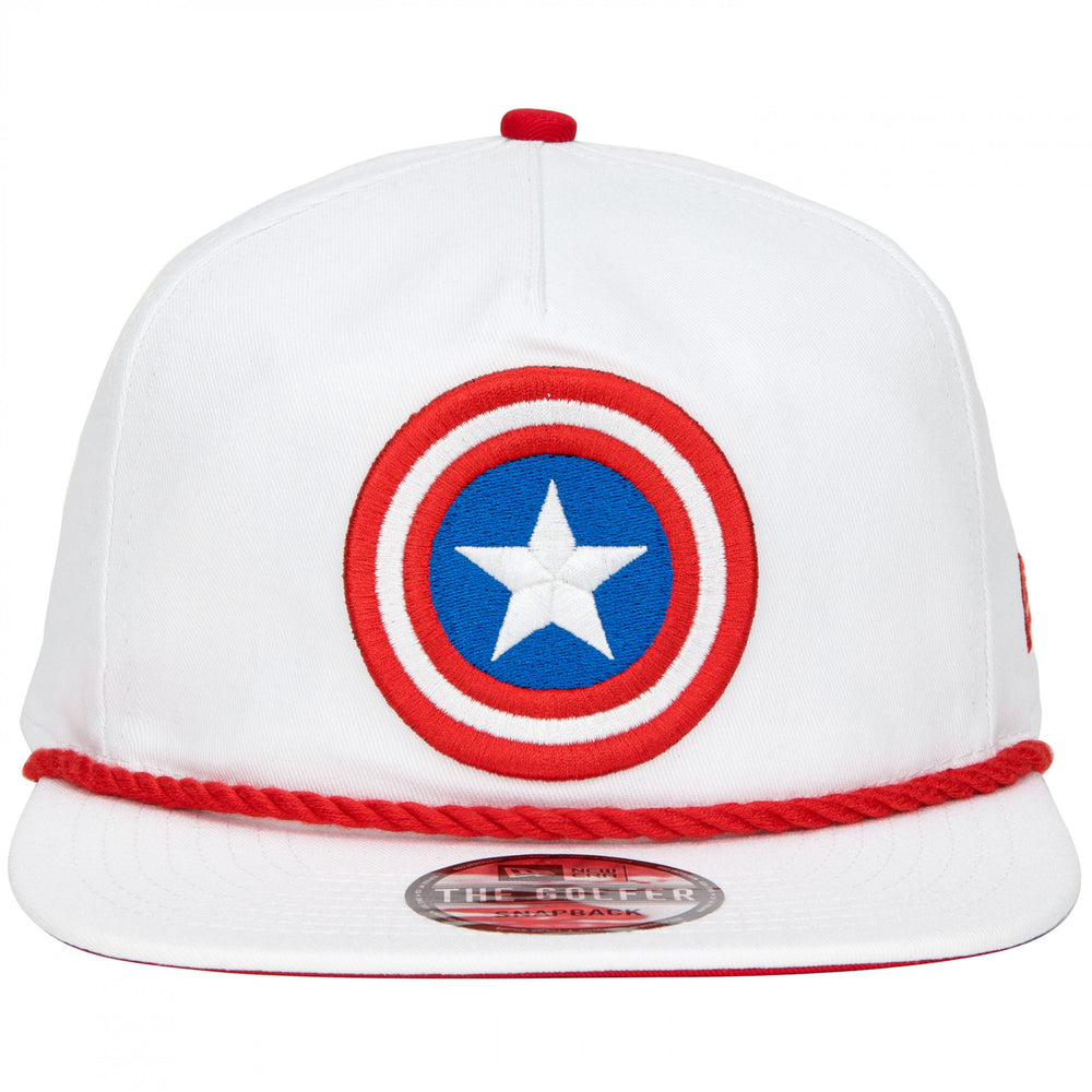 Captain America Logo White Colorway Era Adjustable Golfer Rope Hat Image 2