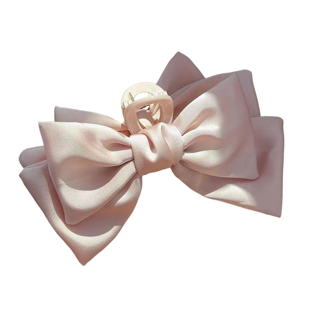 Women Hair Claw Anti-slip Elastic Spring Strong Claw Big Bow-knot Double Layers Hair Decoration Solid Color Princess Image 1