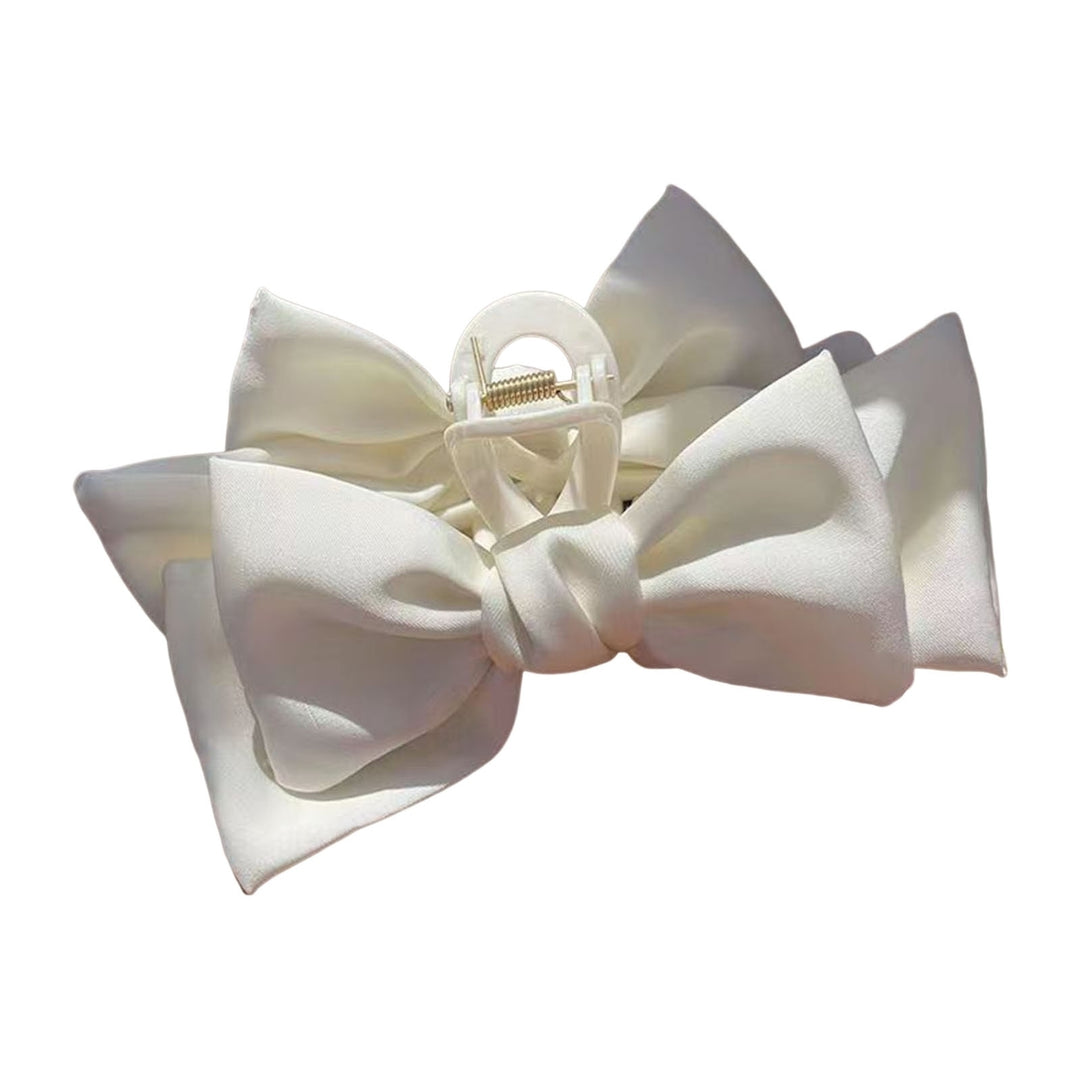 Women Hair Claw Anti-slip Elastic Spring Strong Claw Big Bow-knot Double Layers Hair Decoration Solid Color Princess Image 1