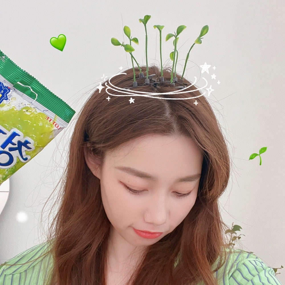 100 Pcs Bean Sprout Hair Clips Plant Hairpins Anti-slip Fake Leaf Funny Shape Long Green Sprout Image 2