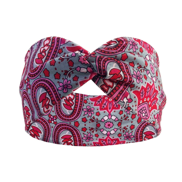 Women Casual Yoga Headband Cross Knot High Elastic Bohemia Style Printing Turban Headwrap Sweat Absorption Sport Image 1
