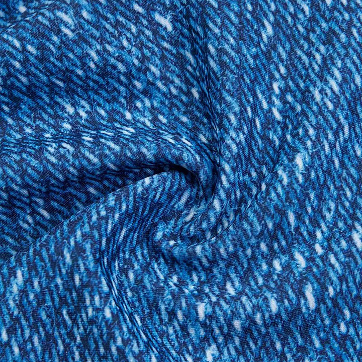 Allover Blue Print Ruffled Hem 2 Piece Set Tankini Scoop Neck Spaghetti Strap High Stretch Swimsuits Womens Swimwear and Image 3
