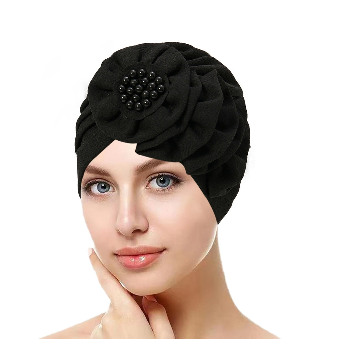 Women Hat Solid Color Fashionable Women Turban Hat Comfortable Decorative Head Wrap for Ladies Girls Image 2