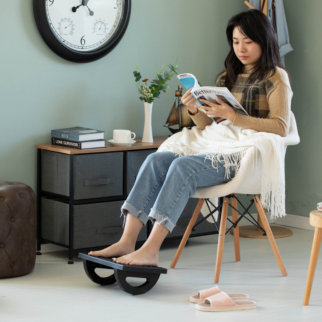 Black Rocking Footrest Massage Under Desk with Soothing Massage Points and Rollers Swinging Foot Stool Support Image 4