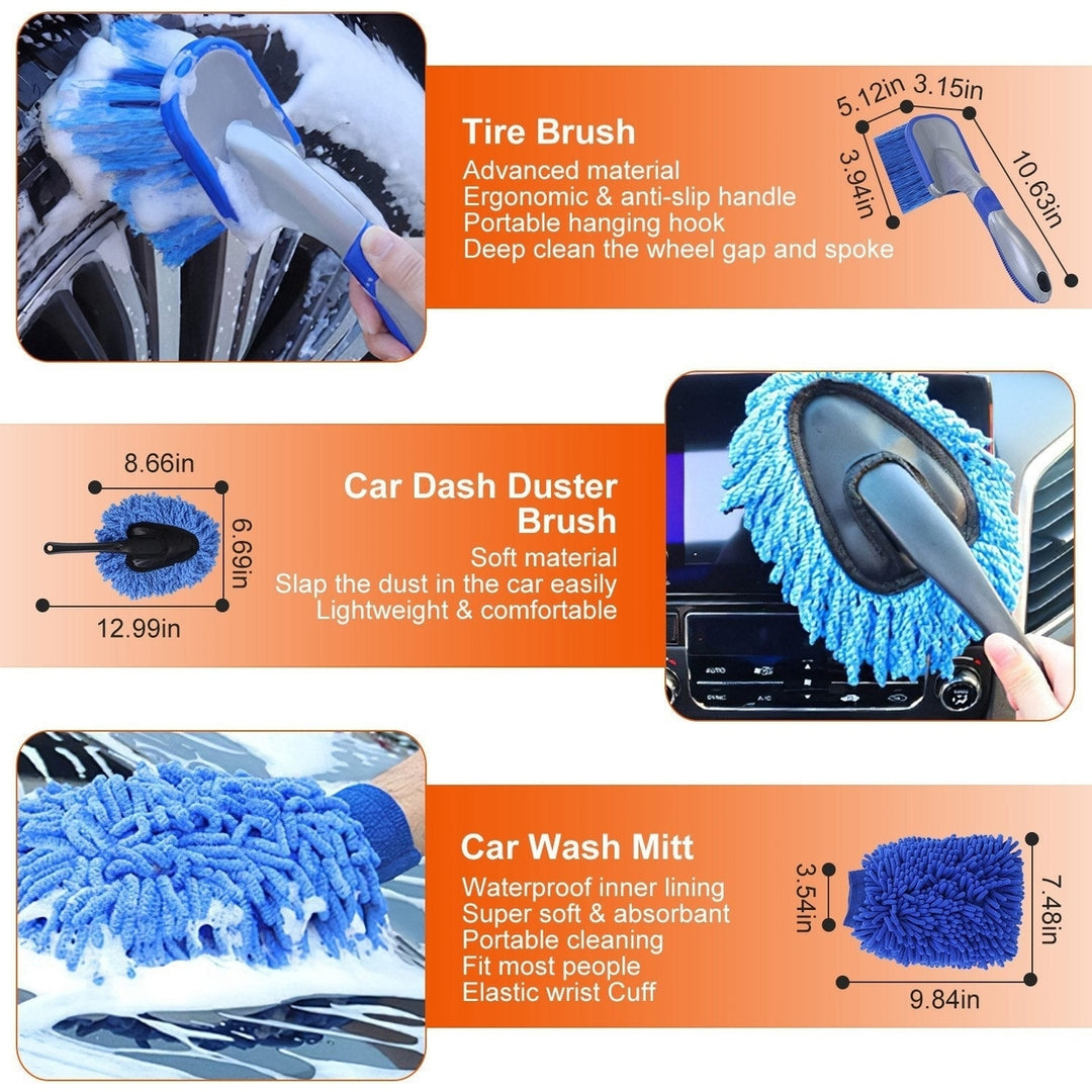 26Pcs Car Detailing Brush Kit Exterior Interior Car Cleaning Set Drill Brush Set Car Buffing Sponge Pads Kit for Image 3