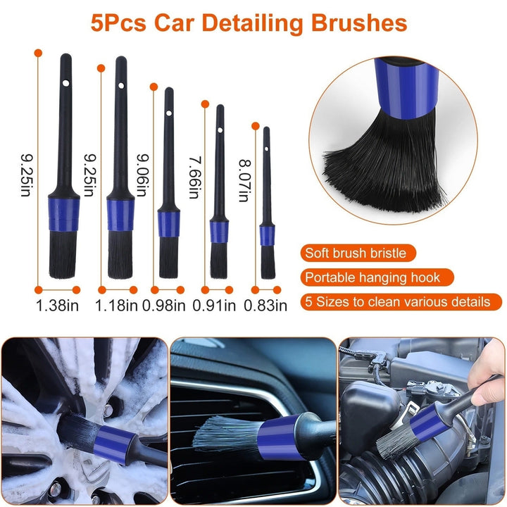 26Pcs Car Detailing Brush Kit Exterior Interior Car Cleaning Set Drill Brush Set Car Buffing Sponge Pads Kit for Image 4