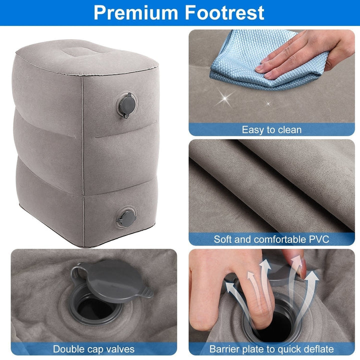 Inflatable Foot Rest with Air Bag 3 Adjustable Height Travel Foot Pillow Kids Airplane Bed Relieve Leg Feet Pain Leg Image 4