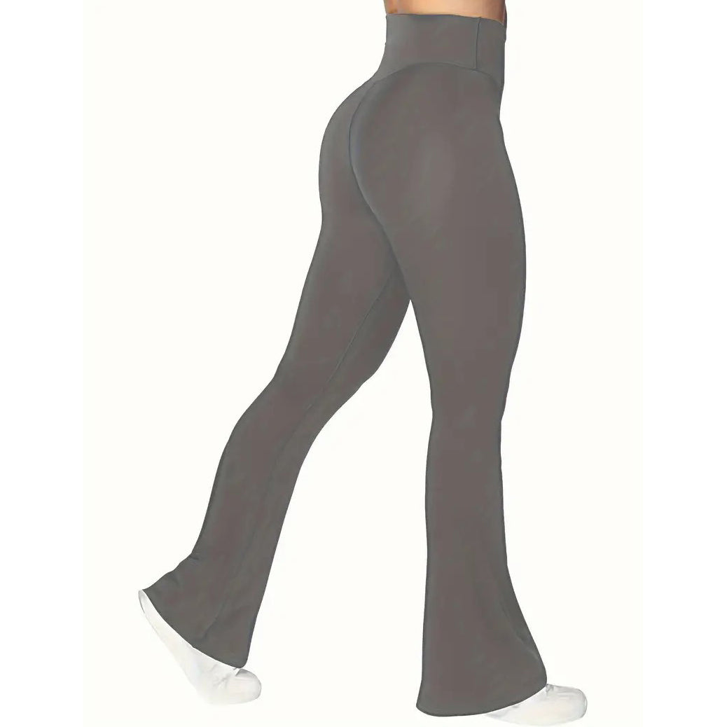 Crossover Waisted Flare Leg Pants Mature Solid Slant Waist Solid Yoga Fashion Comfy Work Pants Womens Clothing Image 4