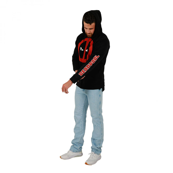 Deadpool Classic Logo Zip-Up Hoodie with Sleeve Print Image 4