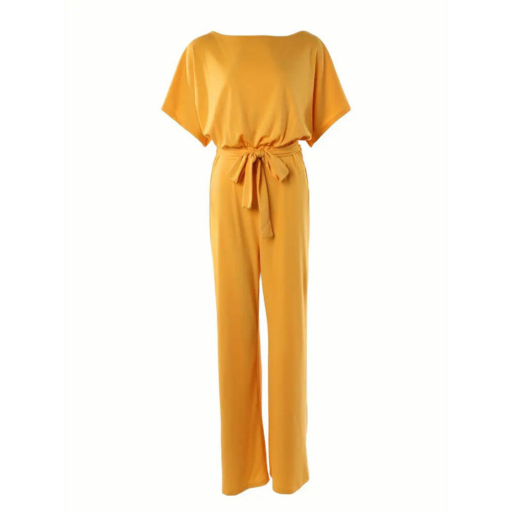 Batwing Sleeve Belted Jumpsuit Solid Casual Jumpsuit Womens Clothing Image 1