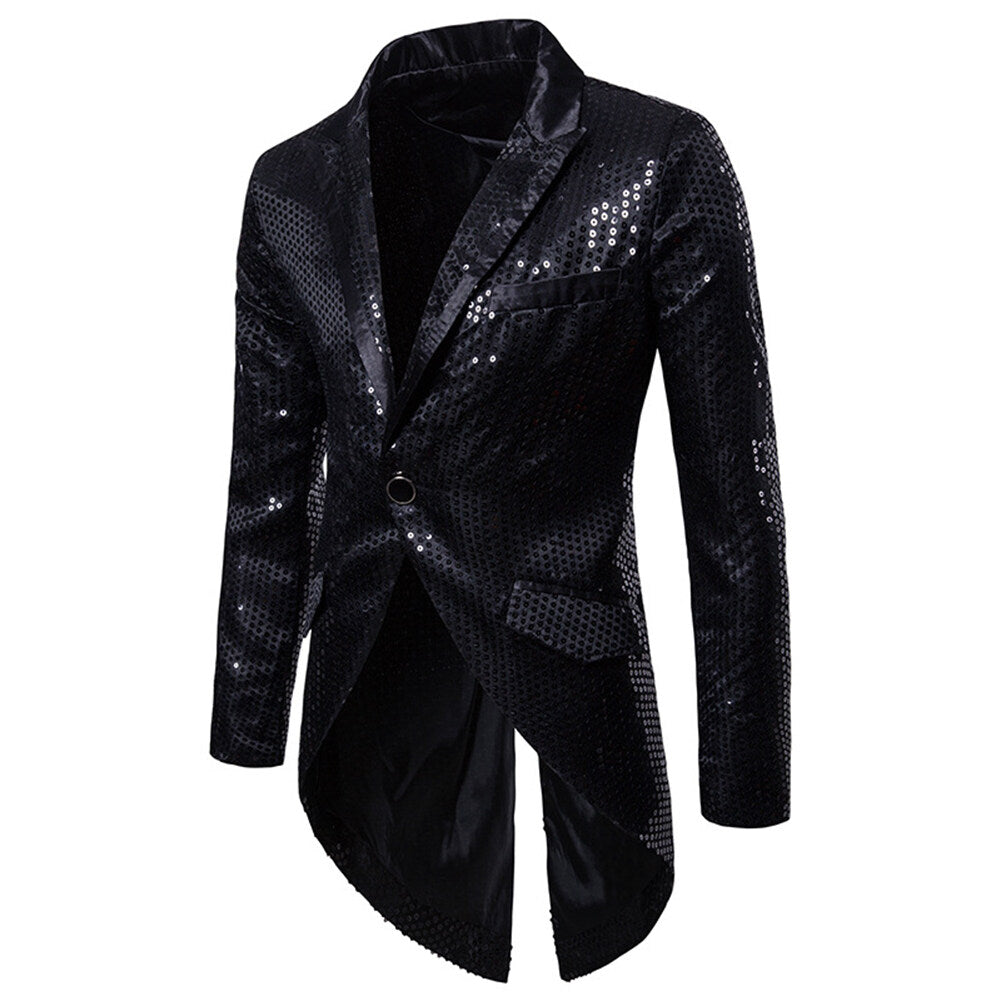 Cloudstyle Mens Sequin Tailcoat Tuxedo Party Banquet Image 1