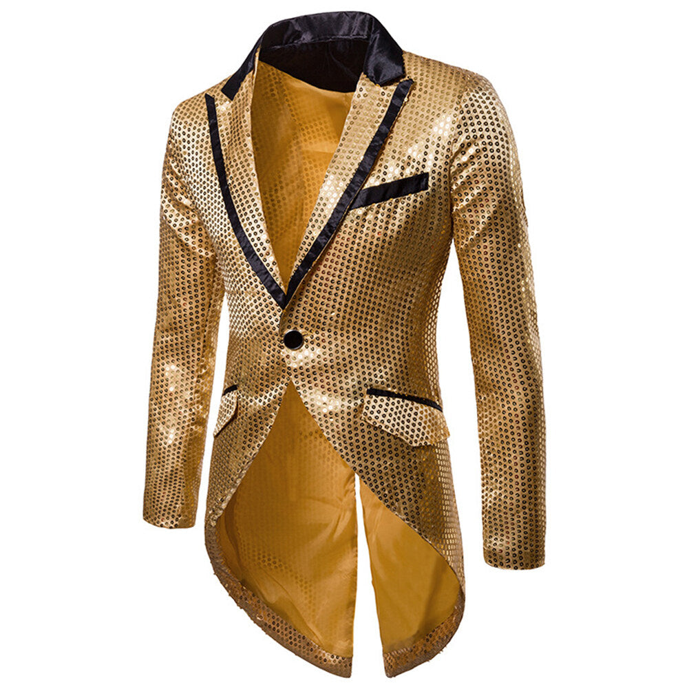 Cloudstyle Mens Sequin Tailcoat Tuxedo Party Banquet Image 1