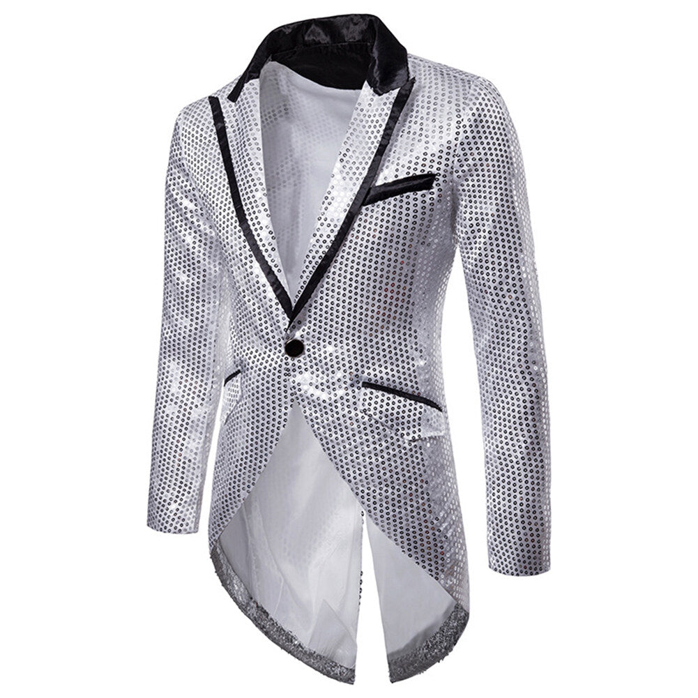 Cloudstyle Mens Sequin Tailcoat Tuxedo Party Banquet Image 1